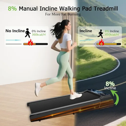 Vista 2 de Walking Pad Treadmill with Handle Bar, 2.5 HP Small Treadmills for Home with APP Remote Control, Four New Sports Data Function Analysis, 5.0 Speed