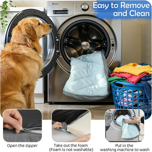Vista 7 de Cama refrescante para perros, camas ortopédicas para perros de 44 x 32 pulgadas, tamaño grande, tapete impermeable de auto-enfriamiento