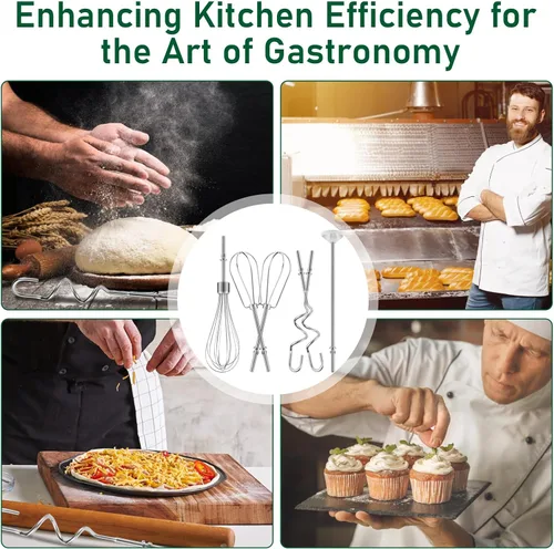 Vista 5 de Accesorios para batidora de mano, ganchos de masa y batidor, varilla de mezcla, accesorios de batidora de mano de acero inoxidable compatibles