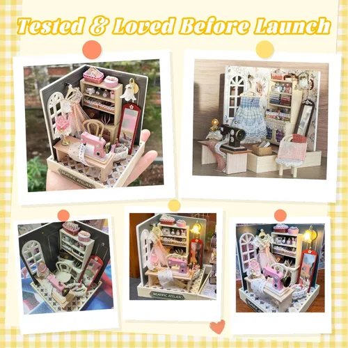Vista 7 de Flever Kit de casa de muñecas en miniatura para bricolaje, habitación creativa con muebles para un regalo romántico de San Valentín
