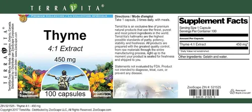 Vista 3 de Terravita Tomillo 4:1-450 mg (100 cápsulas, ZIN: 521525)