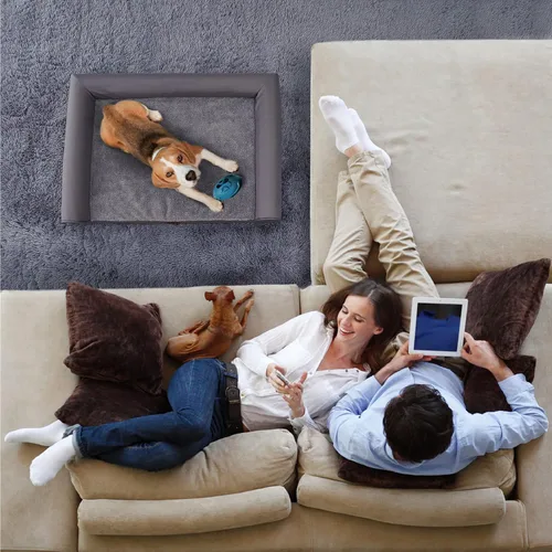 Vista 8 de Eterish - Cama ortopédica para perros medianos y grandes, con espuma que tiene diseño de cartón de huevos, una funda extraíble, lavable a máquina