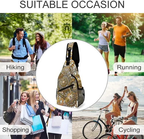 Vista 6 de Mochila bandolera unisex divertida y ajustable para senderismo, Patrón (94), Classic