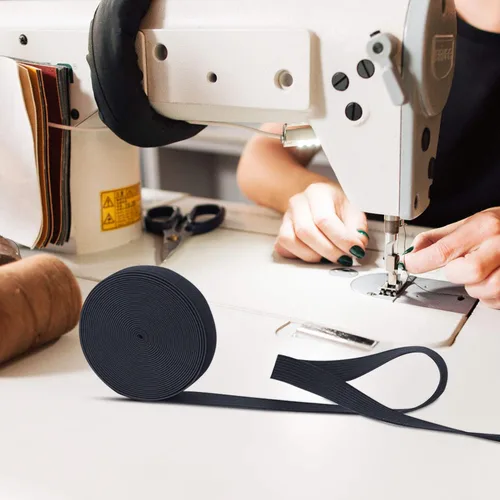 Vista 6 de 3 rollos de banda elástica extensible para coser en carrete, 3/5, 1, 1-1/2 pulgadas de ancho, 5.5 yardas/rollo (negro)