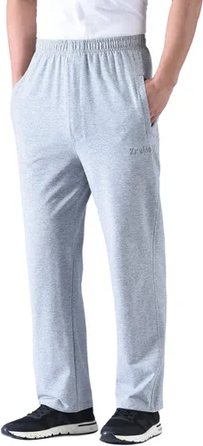 Vista 2 de Zoulee Pantalones deportivos casuales de algodón con cremallera frontal para hombre