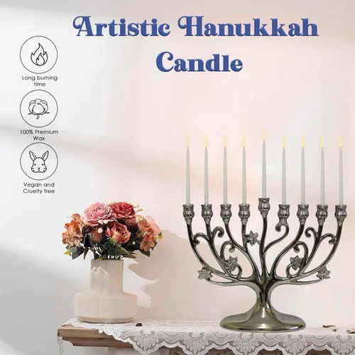 Vista 5 de Majestic Giftware Velas de Hanukkah CP-WT 45 velas de Janucá hechas a mano sin goteo de 5 pulgadas para las 8 noches de Hanukkah Cera de alta