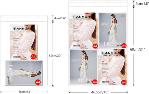 Vista 5 de Bolsas de celofán transparentes autoadhesivas para ropa, 14 x 20 pulgadas, grandes bolsas de polietileno OPP sellables, 100 unidades para ropa