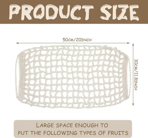 Vista 3 de Hamaca grande de macramé para frutas debajo del gabinete, hamaca de plátano para colgar en la encimera, ahorra espacio en el mostrador para cocina