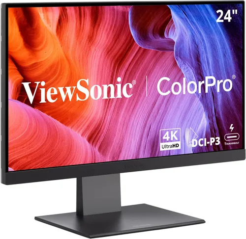 ViewSonic VP2488-4K Monitor 4K listo para Mac de 24 pulgadas con 100% sRGB, 98% DCI-P3, validado por Pantone, Ergonomía avanzada, Thunderbolt 4, Hub