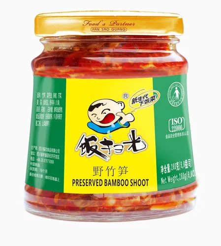 Fan Sao Guang Salsa de chile de bambú preservada, aceite de chile picante de cocina Sichuan, sabor chile crujiente, picante, delicioso, perfecto