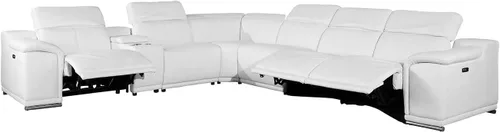 Vista 526 de BlackJack Furniture Venice - Sofá modular de cuero italiano de grano superior de 5 piezas con 3 reclinables eléctricos, reposacabezas ajustable