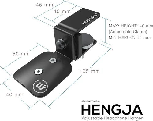 Vista 7 de BRAINWAVZ Hengja - The Desk Headphone Stand Hanger Mount, All Metal, Rotatable Mount, PC & Gaming Headset Holder