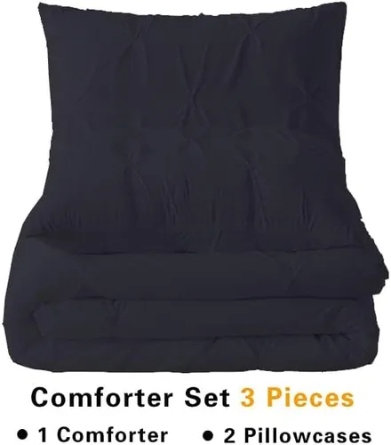 Vista 2 de Hermoso edredón plisado, 800 hilos, 100% algodón egipcio, juego de edredón de 3 piezas, tamaño súper king, color negro