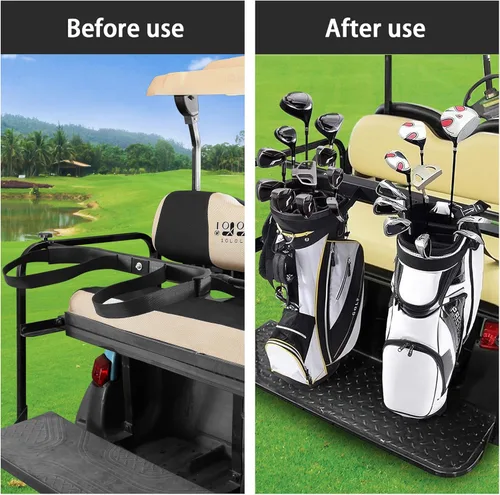 Vista 5 de 10L0L Soporte universal para bolsa de asiento trasero para carrito de golf para la mayoría de carritos de golf 2+2, soporte ajustable sin