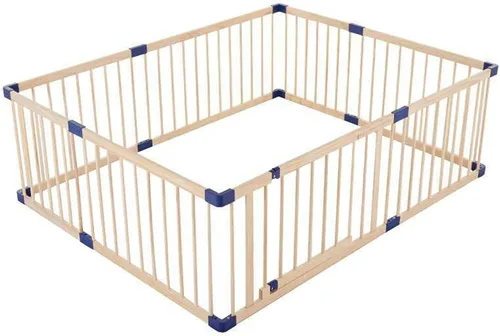 Vista 10 de Jolan Corralito de madera para bebés, valla de seguridad anticaídas, con puerta, para interiores y exteriores, centro de actividades para niños