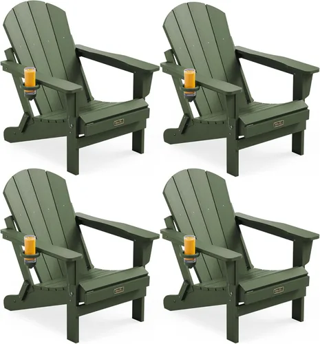 Vista 59 de SERWALL - Silla plegable Adirondack para patio, jardín, exterior, resistente a la intemperie, sillas para hoguera, color naranja