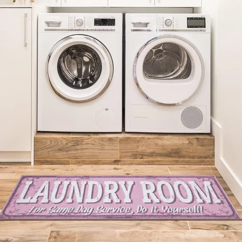 Vista 29 de Alfombra de diseño de texto para lavandería, antideslizante, de goma, lavable a máquina, 2 x 5, para lavandería, baño, lavadero, 20 x 59 pulgadas