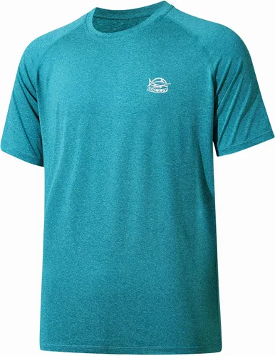 Vista 29 de Willit Camiseta de protección solar con capucha para hombre, manga corta, UPF 50+, FPS, secado rápido, resistente al agua Verde fluorescente