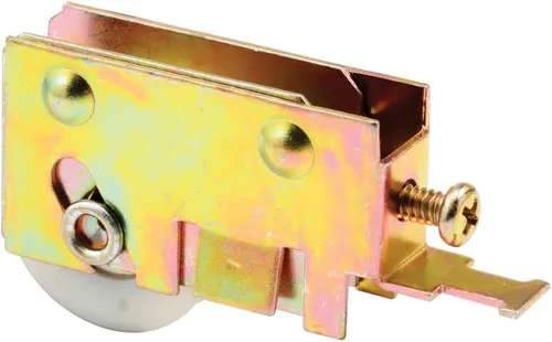 Prime-Line N 6965 - Rodillo de acero para puerta corrediza con rueda de rodamiento de bolas de nailon de 1-1/4 pulgadas, dorado, juego de 1