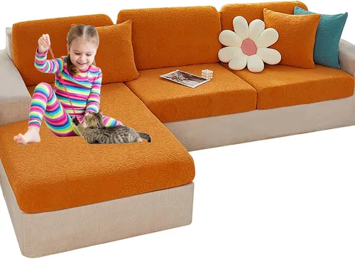 Vista 10 de Funda de cojín elástica para sofá, protector de muebles, funda de asiento de sofá, funda suave y gruesa y flexible con parte inferior elástica