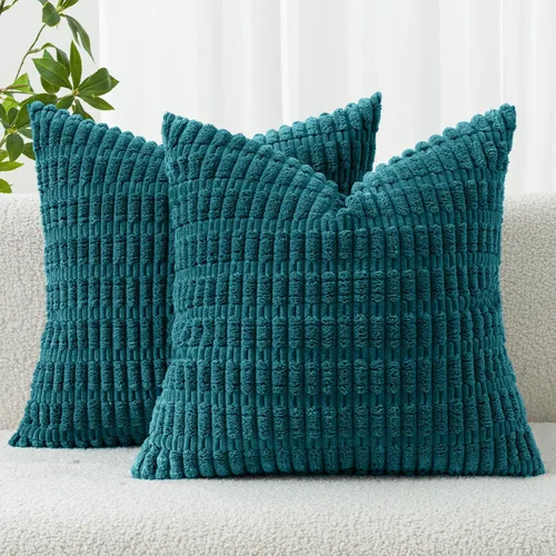 Vista 20 de MIULEE - Paquete de 2 fundas de cojín decorativas de corduroy, modernas y boho, suaves, con rayas, decoración del hogar estilo granja moderna