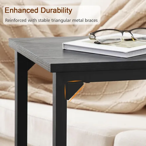 Vista 8 de AMHANCIBLE Mesa auxiliar en forma de C, mesas de sofá que se deslizan debajo, bandeja de TV, mesa de aperitivos para sofá, mesa lateral pequeña