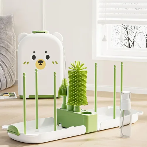 Vista 8 de Kit limpiador de biberones de viaje con estuche de almacenamiento, juego de cepillos compactos 6 en 1 para alimentación infantil, piezas
