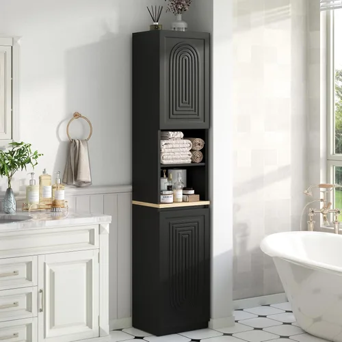 Gyfimoie - Armario de almacenamiento de baño de 67 pulgadas de alto con 2 Negro