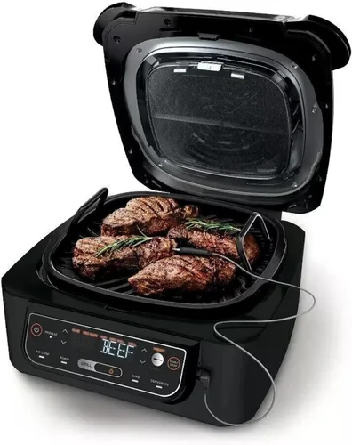 Vista 2 de Ninja Foodi Pro 5 en 1 con sonda inteligente integrada para uso en interiores, freidora de aire de 4 cuartos, para asar, hornear, deshidratar