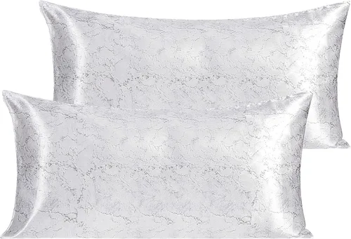 Vista 66 de NTBAY Paquete de 2 fundas de almohada estándar de satén para cabello y piel, lujosas y sedosas fundas de almohada con cierre de sobre, 20 x 26