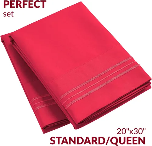 Vista 109 de Mellanni Fundas de almohada de lujo, extrasuaves, refrescantes, fundas de almohada de 2 piezas de la colección Icónica, cierre de sobre