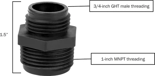 Vista 4 de Little Giant GH-1, 1" MNPT x 3/4" macho GHT reductor/adaptador de manguera