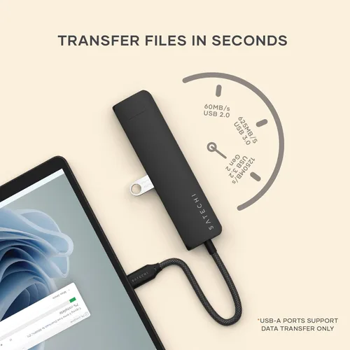 Vista 4 de Satechi Adaptador multipuerto USB C 7 en 1 con Ethernet, HDMI 4K a 60Hz, carga PD de 100 W, 2 puertos de datos USB-A, lectores de tarjetas Micro/SD