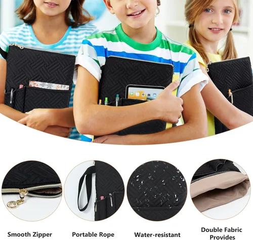 Vista 4 de Funda de libro APLUFINE con cremallera, protector de libro acolchado de 11"X9", fundas de libro acolchadas lavables para libros de tapa blanda