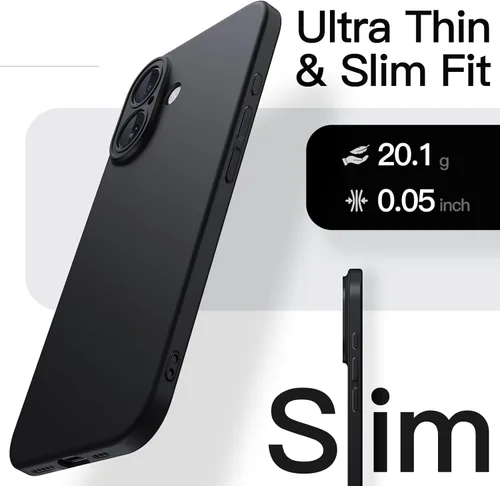Vista 3 de JETech Funda delgada para iPhone 16 de 6.1 pulgadas con protección completa para lente de cámara, ultrafina, ligera, acabado mate, funda protectora