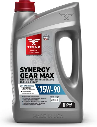 TRIAX Synergy Gear Max 75W-90 GL-5 Limited Slip, Drenaje Ultra Largo 500k Millas, Transmisión Manual, Lubricante para Engranajes/Diferencial (1