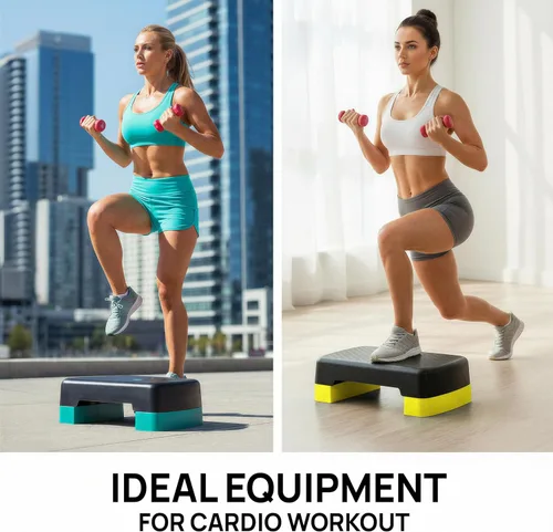 Vista 7 de Yes4All Plataforma de Step de Ejercicio Aeróbico de 18.9" con 2 Elevadores, Stepper de Entrenamiento de Altura Ajustable 3" 5.1" para Gimnasio