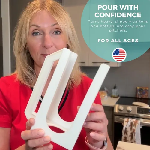 Vista 6 de Carton Caddy Soporte XL de cartón de leche de medio galón con asa, caja de jugo, botella de refresco y soporte de leche de medio galón con asa, sin