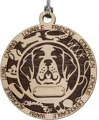 Vista 125 de Adorno de Navidad personalizado para perro Cavalier King Charles Spaniel, redondo de 3 pulgadas, madera cortada con láser de 2 capas, nombre y texto