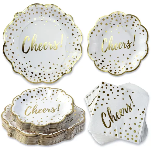 Vista 10 de Kate Aspen Always & Forever - Juego de platos y servilletas de papel para boda, 72 piezas, platos de boda, vajilla desechable para 24 invitados