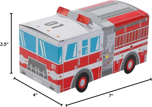 Vista 2 de Fun Express Caja de golosinas con forma de camión de bomberos (juego de 12) recuerdos de cumpleaños y suministros para fiestas