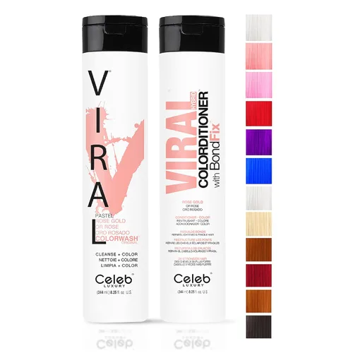Vista 15 de Celeb Luxury Intense Color Depositing Colorwash Shampoo + BondFix Rebuilder, tinte vegano para el cabello, a base de plantas de origen sostenible