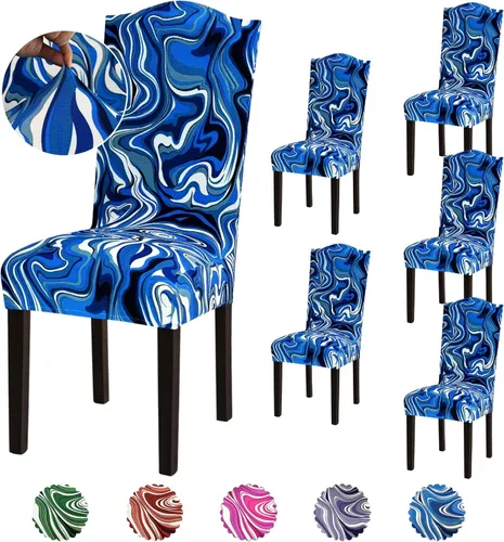 Vista 23 de Juego de 6 fundas elásticas para sillas de comedor, extraíbles y lavables, para sillas de comedor, hotel, ceremonia