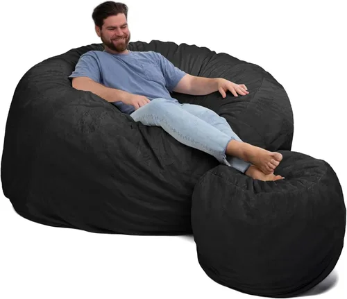 Vista 20 de ULTIMATE SACK 6000 Silla Puf de 6 Pies, Funda de Gamuza Gris – Tumbona de Espuma de Gran Tamaño, Asiento de Suelo, Sofá Pequeño, o Sofá Cama