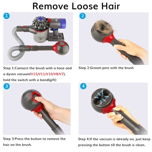 Vista 5 de Kit de herramientas de aseo para mascotas Dyson Herramienta de aseo de pelo de mascotas cepillo de eliminación de pelo y manguera de extensión