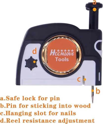 Vista 3 de 2 piezas de plomada magnética - 10.7 oz (305g) Plumb Rite con cuerda de 14.5 pies (4.5m), sacapuntas, 2 lápices, carrete de línea utilizado