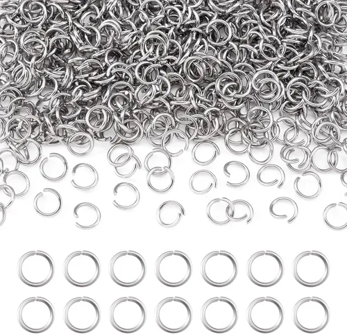 Vista 8 de Craftdady 1000 anillos de acero inoxidable abiertos de 0.394 in redondos de 0.055 in de grosor para fabricación de joyas