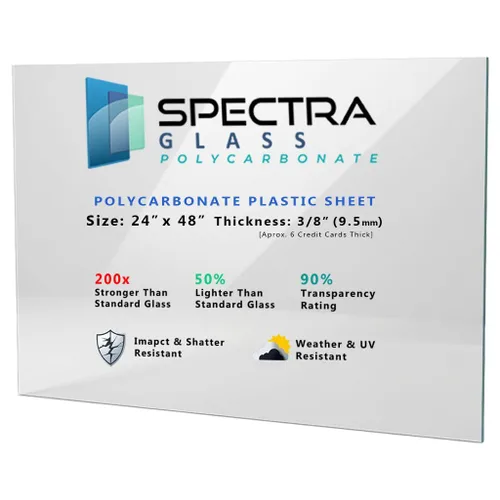 Vista 58 de Spectra Glass Lámina de plástico de policarbonato transparente. Más fuerte que las láminas de plexiglás. Resistente a los rayos UV, impacto, a