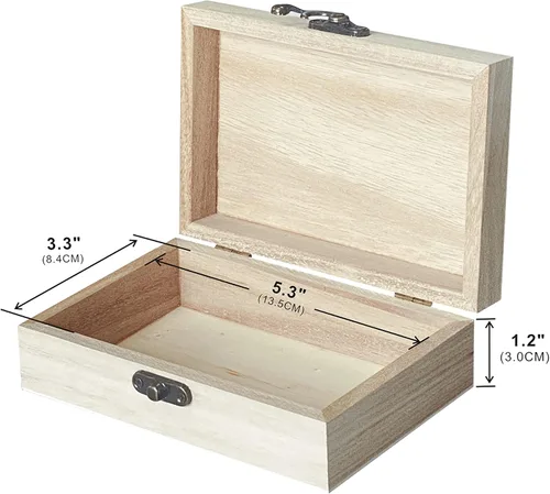 Vista 2 de Cregugua Paquete de 48 cajas pequeñas de madera para manualidades, caja de madera sin terminar de 6 x 4 x 2 pulgadas, caja de recuerdo