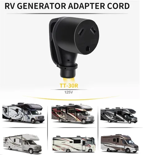 Vista 3 de Adaptador de generador a RV de 30 amperios de servicio pesado L5-30P Twist Lock macho a TT-30R hembra, 1 pie resistente STW 10 AWG para generador a